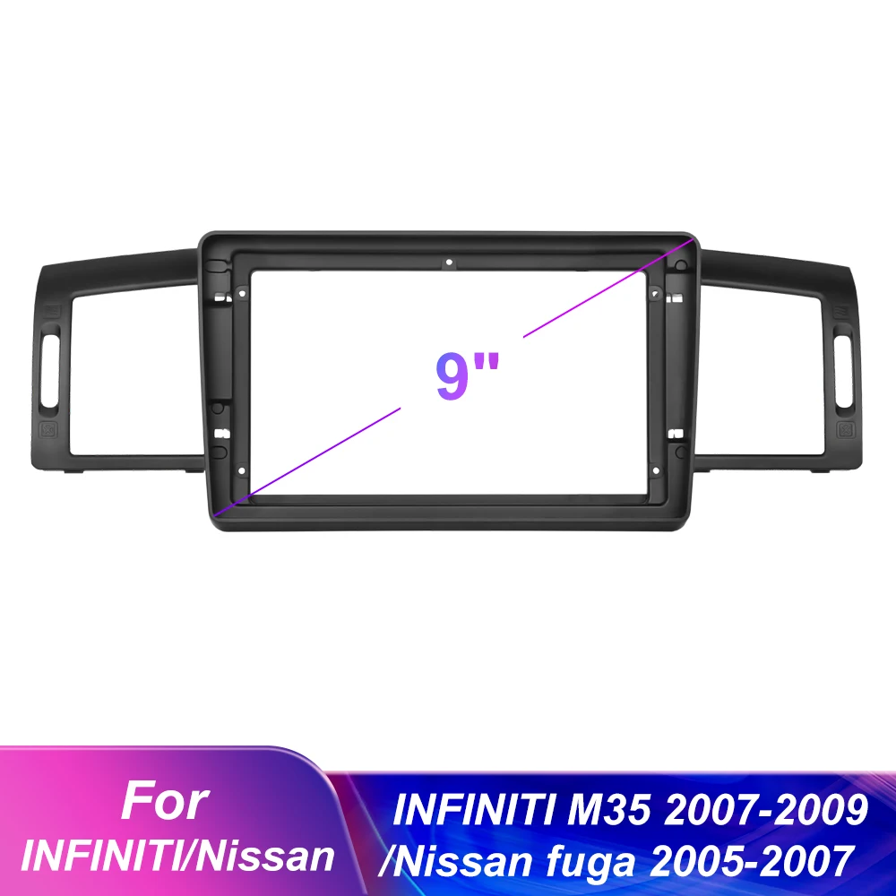 Podofo 9'' Car Radio Fascia Damage-free Special Kit Car DVD Player Frame For INFINITI M35 2007-2009/Nissan fuga 2005-2007