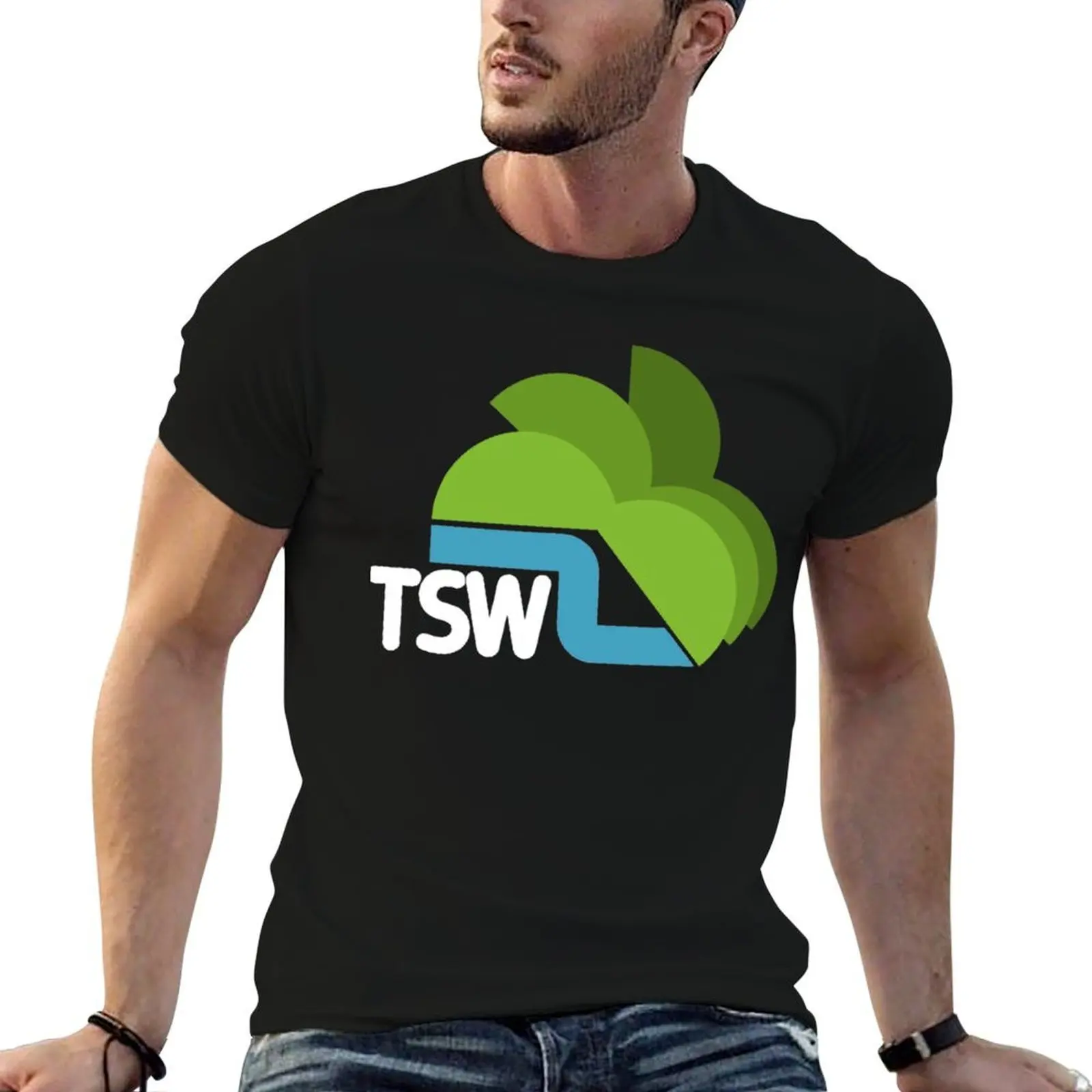 TSW - logo only, white T-Shirt fashion shirts vintage mens plain t shirts