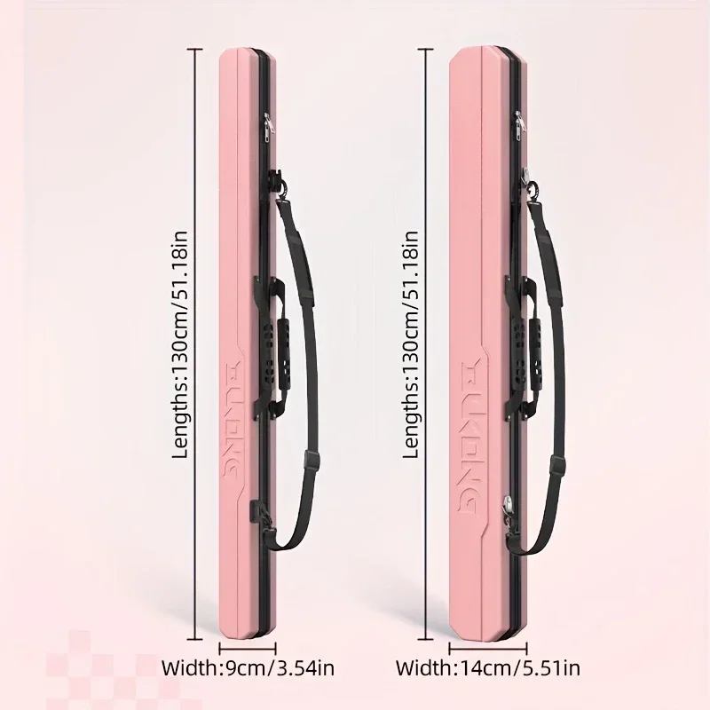 Pink Blue Fishing Rod Case - Durable ABS, Lightweight & Spacious with Easy-Clean Surface,Non-Slip Grip,Reinforced Shoulder Strap