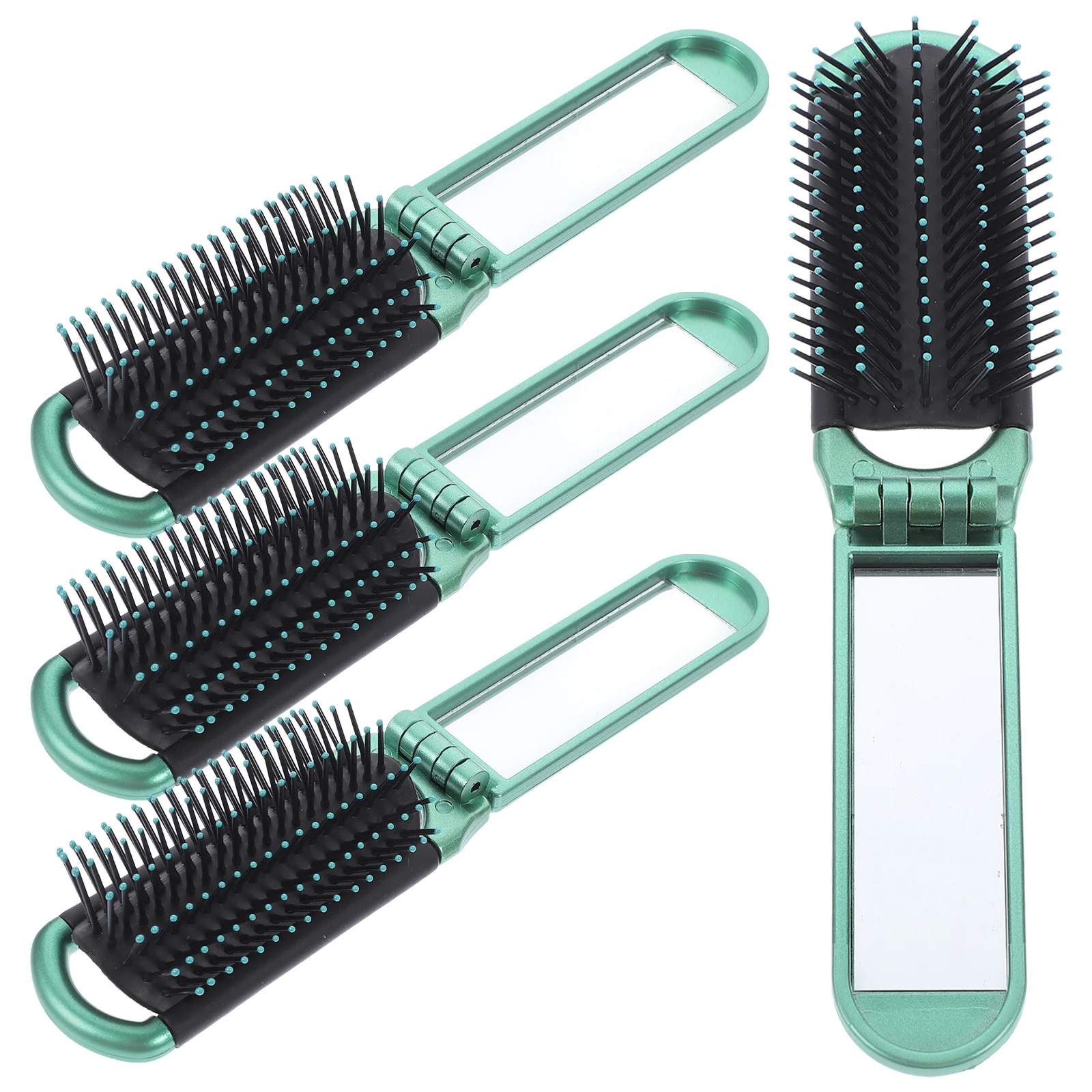 

4Pcs Folding Hair Brush Mirror Portable Foldable Pocket Comb Travel Convenient Compact Lightweight Hairdressing Folding Comb
