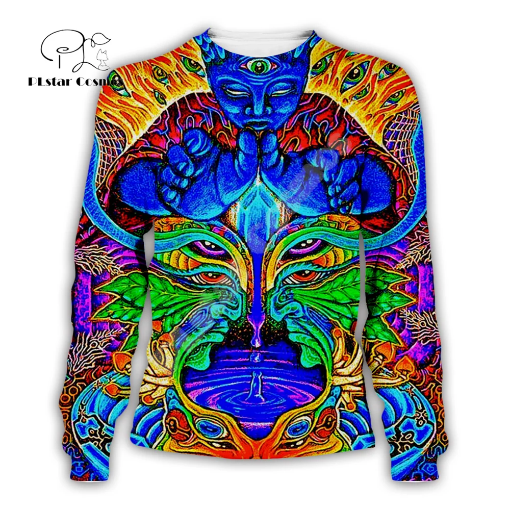 Newfashion Trippy Psychedelische Kleurrijke Tattoo Vintage Retro Mandala 3Dprint Harajuku Pullover Streetwear Casual Jack Hoodies F