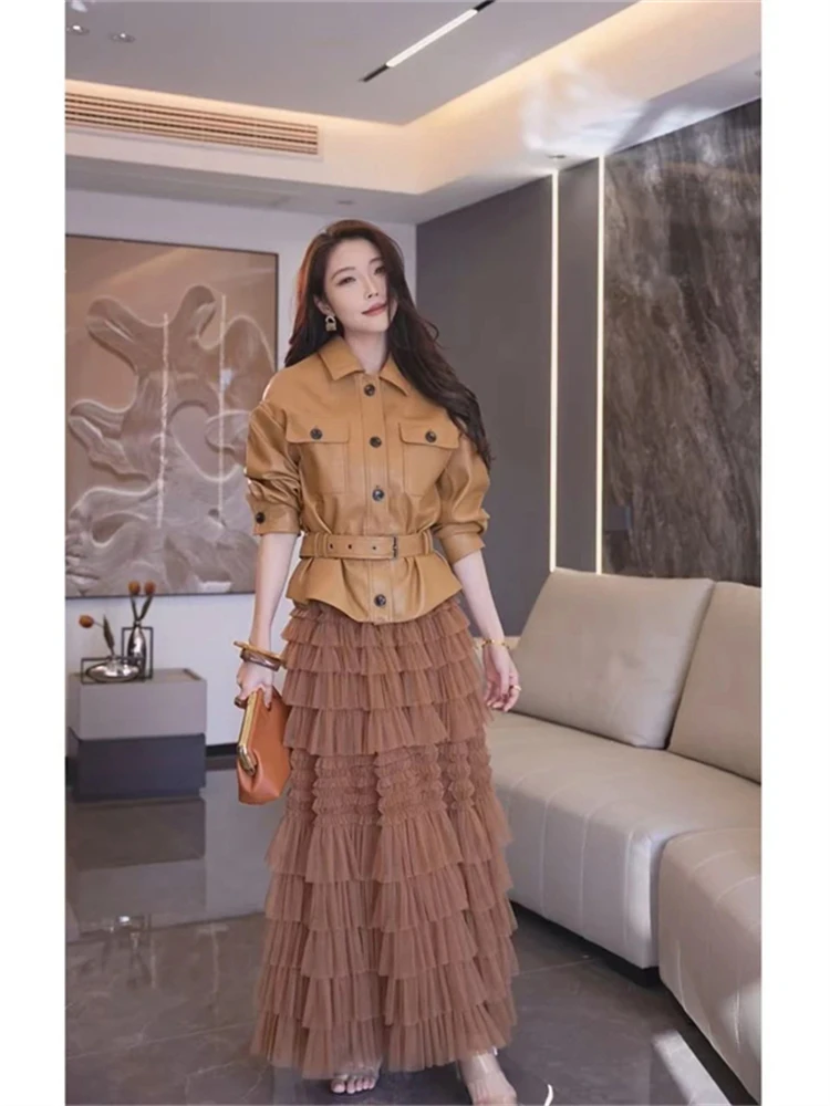 Sli Slim Fit Leather Jaet المرأة بارد و Ele الخصر مقصوص السائق Sle Faionable الخريف وصول جديد #5