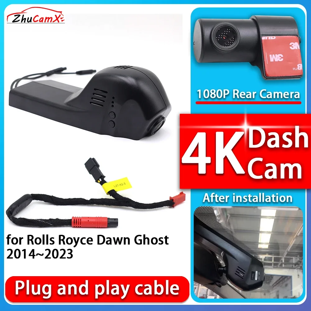 ZhuCamX 4K 2160P Plug and Play DVR Dash Cam Video Night Vision for Rolls Royce Dawn Ghost 2014~2023