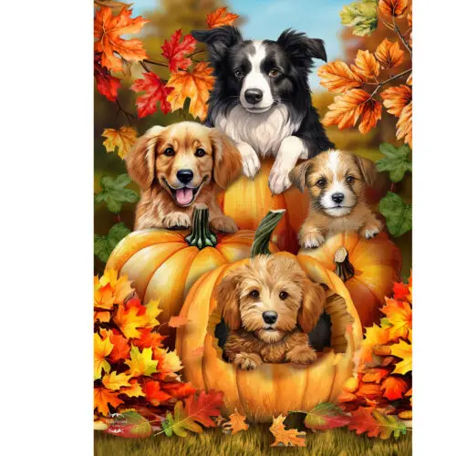 Briarwood Lane Fall Pumpkin Puppies Garden Flag