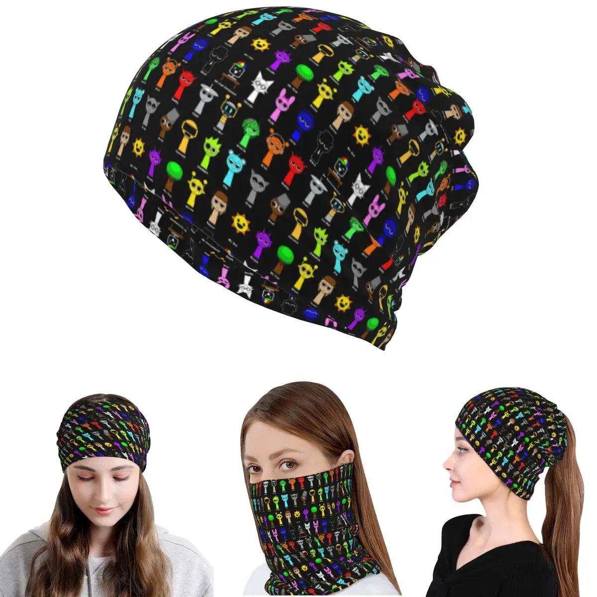 

All My Sprunki Game Toys Bandana Neck Cover Mask Scarf Multifunction Balaclava Beanies Hat for Men Women Adult Winter