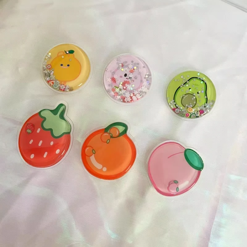 Korean Cute Cartoon Fruit Glitter Jelly Phone Grip Stand Holder For iPhone 15 14 Samsung Huawei Xiaomi Universal Finger Bracket