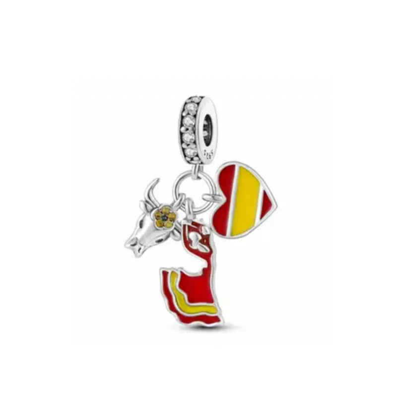 2026 الأوروبي 925 فضة العلم قلادة الأصلي سوار مجوهرات أوكرانيا كندا البرازيل قلادة قلادة حبة هدية