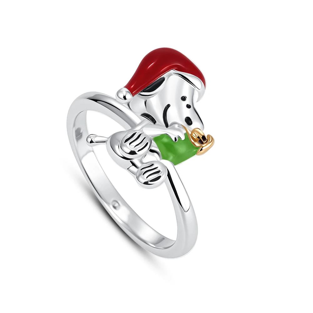 MINISO Snoopy anneaux de noël nouveau 925 en argent Sterling taille 6 7 8 9 bague fleur mode bijoux fins bibelots pour femmes fille cadeau