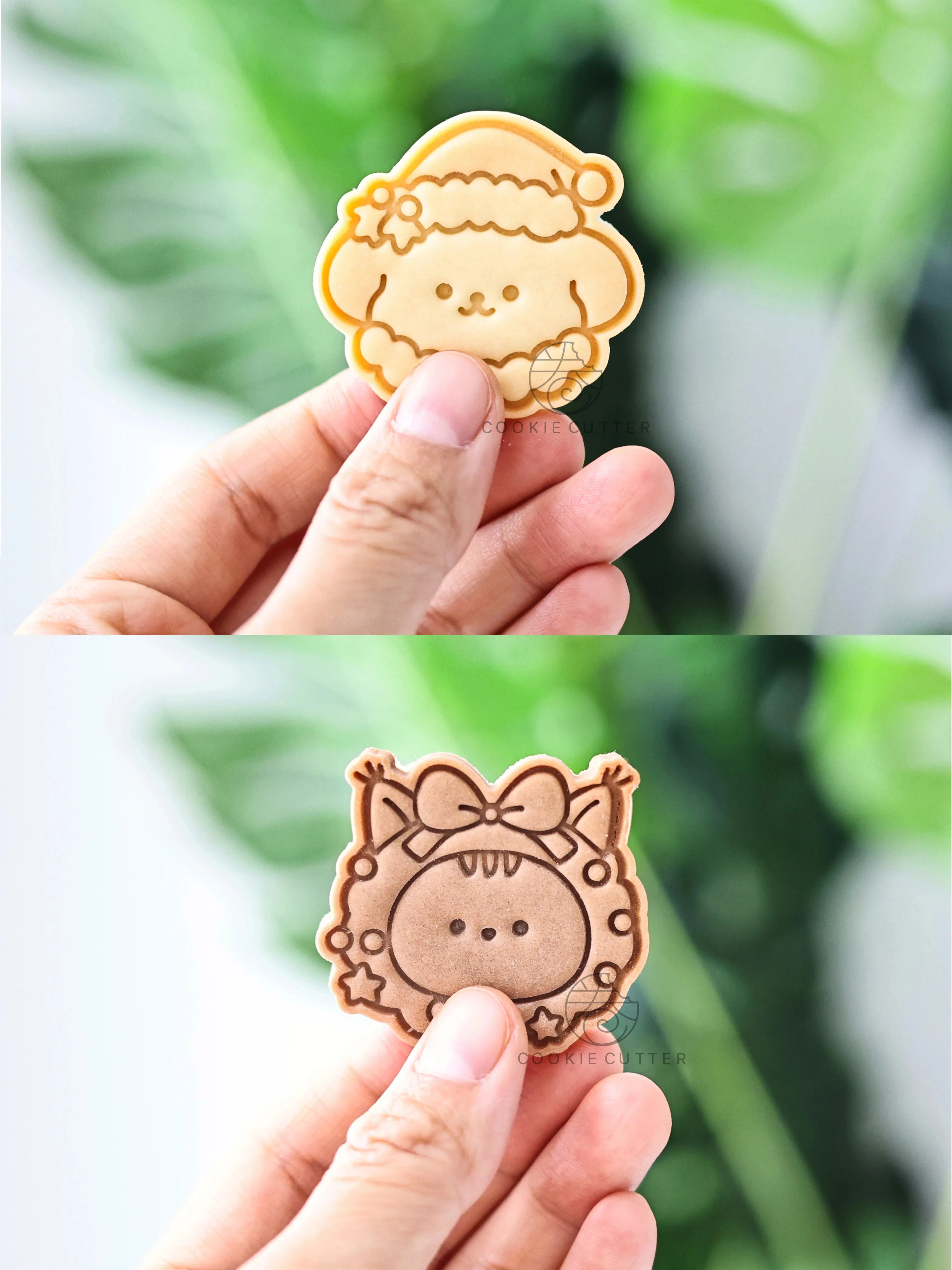 8Pcs/Set Christmas Bunny Dog Elk Panda Cookie Cutter Snowman Moose Biscuit Stamp 3D Plastics Hand Pressed Mold Party Decoration