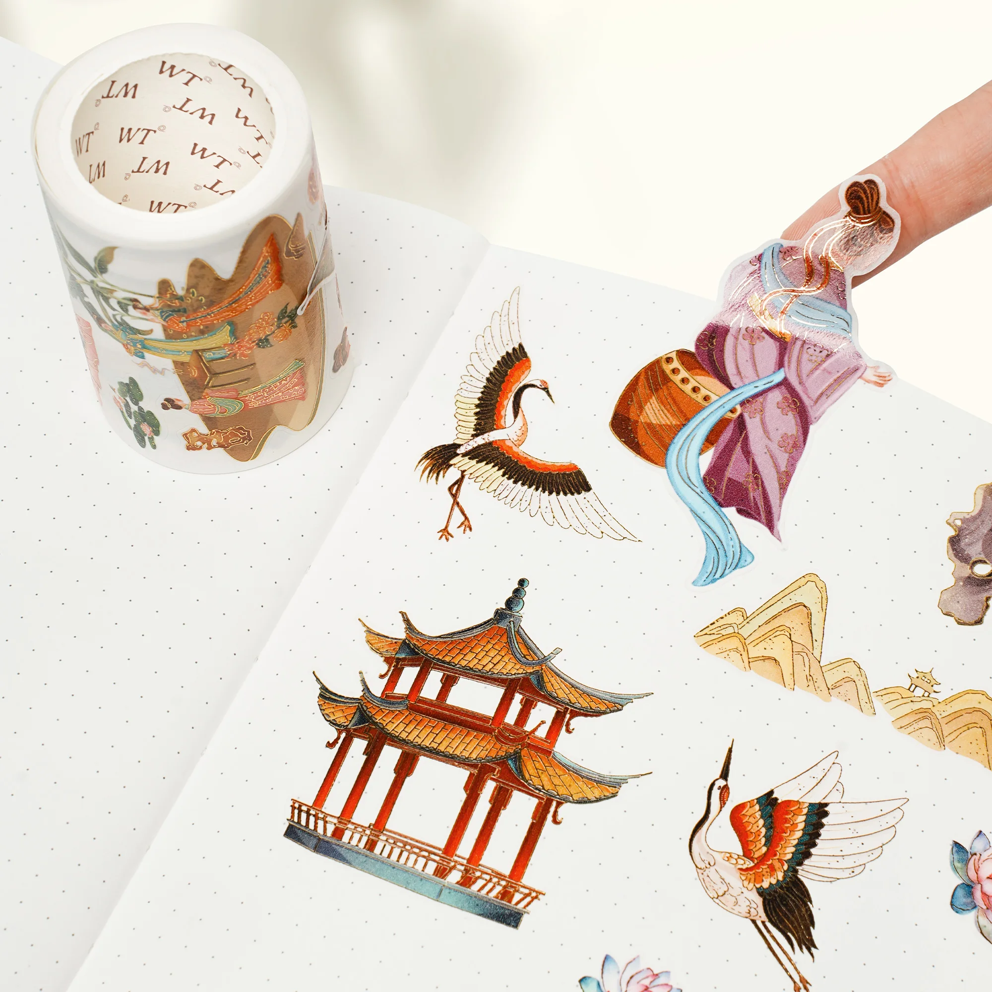 WT Die-cut Bronzing MidAutumn Festival Traditional Chinese Masking Washi Paper PET Tape