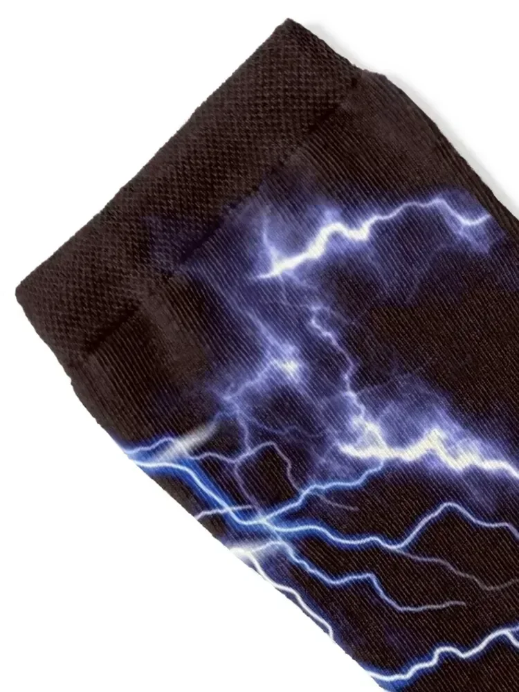 Blue Thunder Colorful Lightning at night, Left HR graphic Socks Men's halloween Socks For Girls Men's