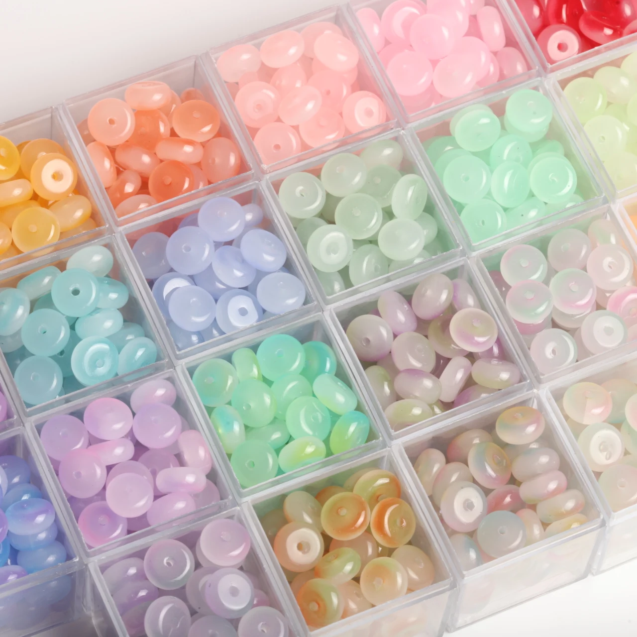 136/272Pcs/lot 10*5mm Glass Color Abacus Beads Loose Spacer Beads for Jewelry Making DIY Bracelet Necklace Accessories