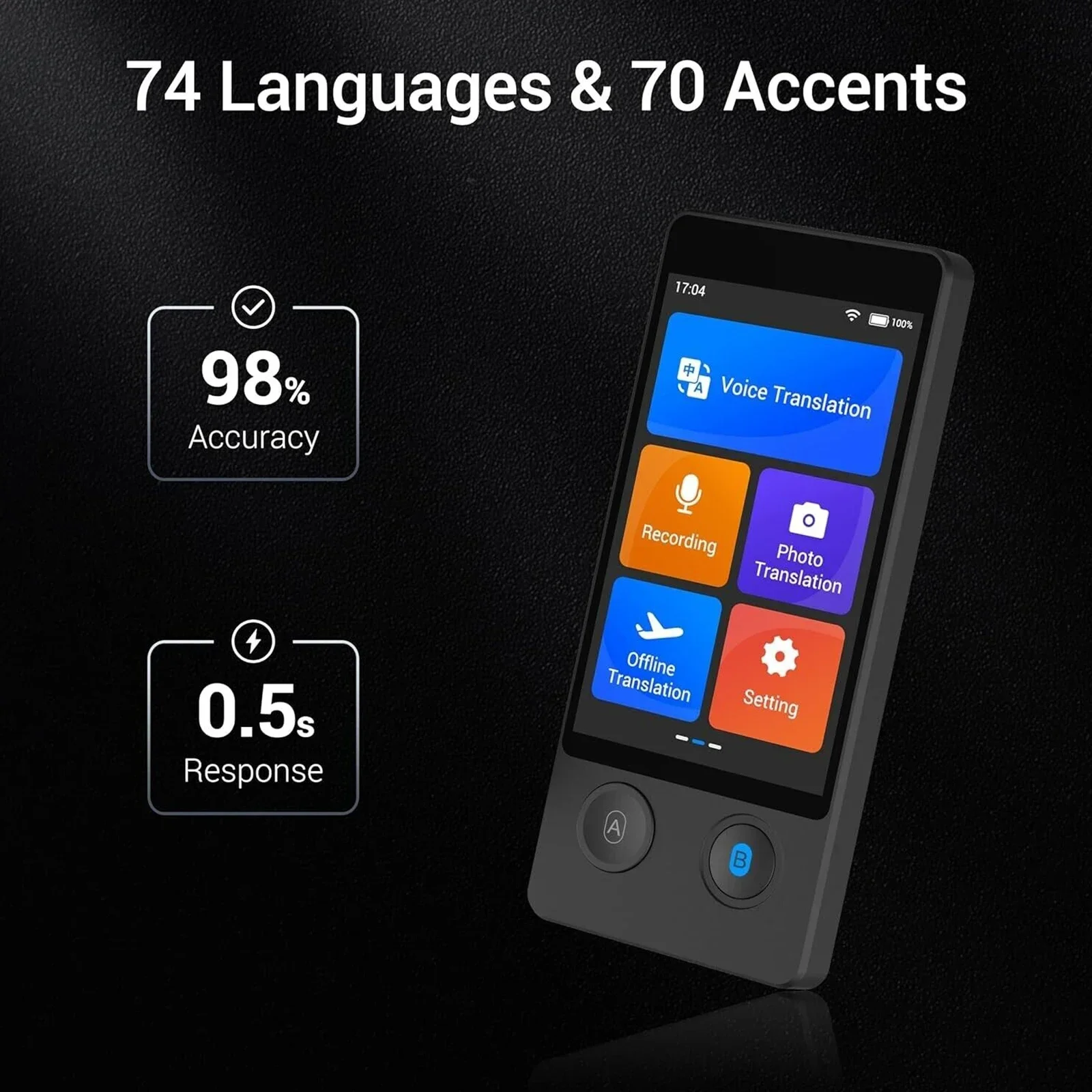 w12 Language Translator Device Voice Translation High Accuracy Offline translation Online Translation in 144 Languages Accents