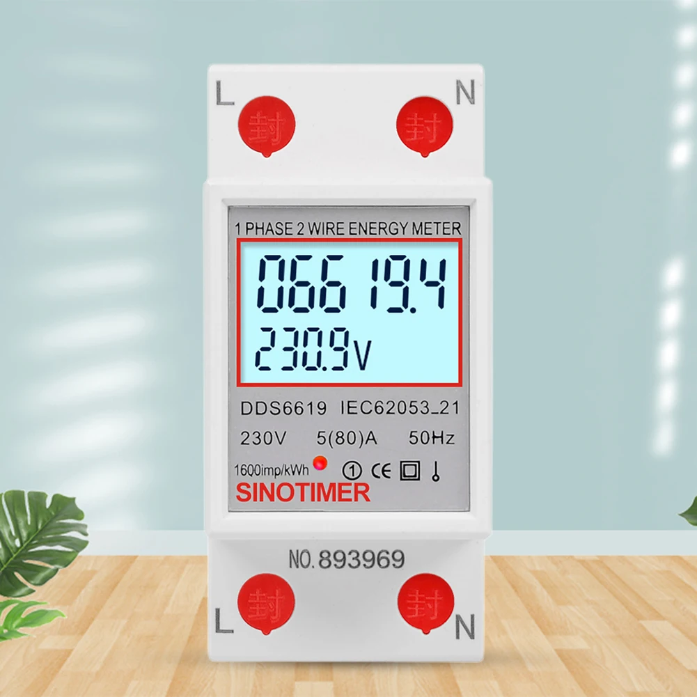 Digitale Eenfase Energiemeter Din Rail 220V 230V Elektriciteitsverbruik Monitor Super Energiebesparing 50 60Hz voor thuis of op het bedrijfsleven