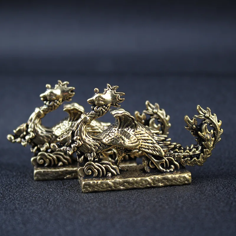 1/2Pcs Phoenix Ornament Creative Dragon and Phoenix Chengxiang Phoenix Bronze Carving Craft Decoration