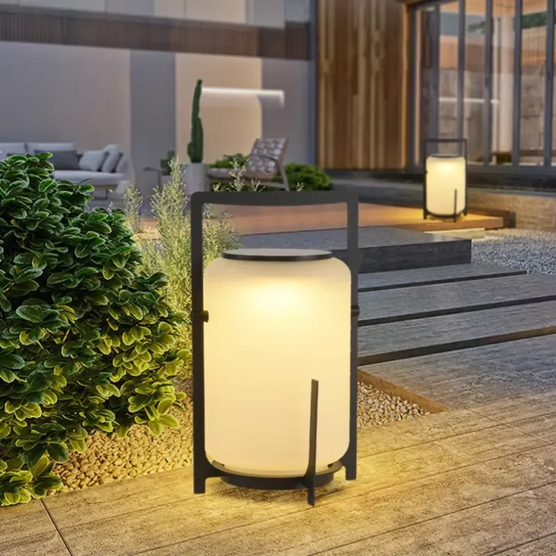 Nordic Style Patio Solar Garden Light Decoration Courtyard Post Lantern Portable Camping Ground Decoration Lights