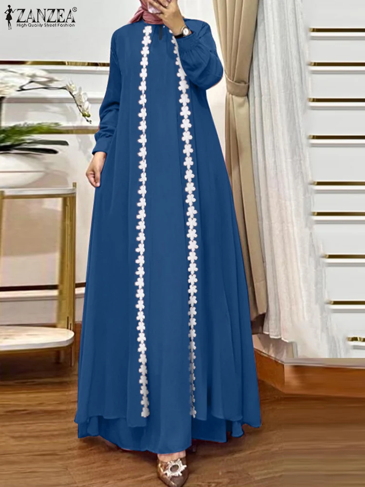 

Autumn Casual Loose Islamic Clothing Vintage Aabya Maxi Dress 2024 ZANZEA Fashion Women Long Sleeve Muslim Dubai Turkey Sundress