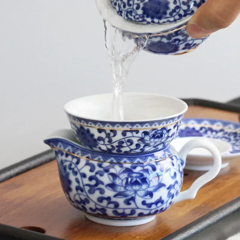 Chinese Tea Set Accessory, Tea Residue Filter, Blue and White Porcelain Infusers, Ceramic Strainer, Funnel and Stand, Jingdezhen