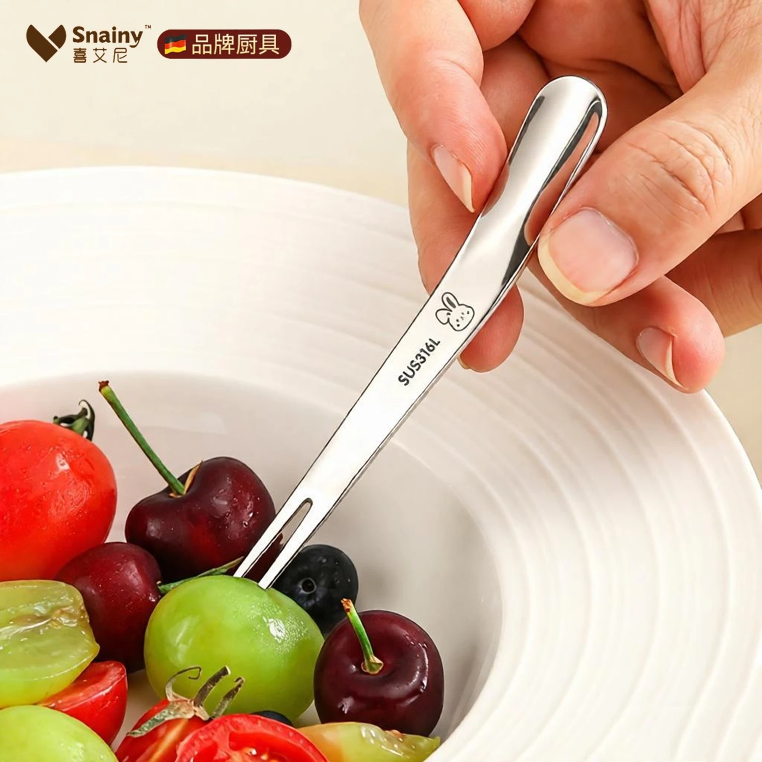 Snainy LFGB Certification Pure 316L Stainless Steel Dessert Spork 99.9% Anti-bacterial Fork and Spoon 2 in 1 Ice Cream Scooper