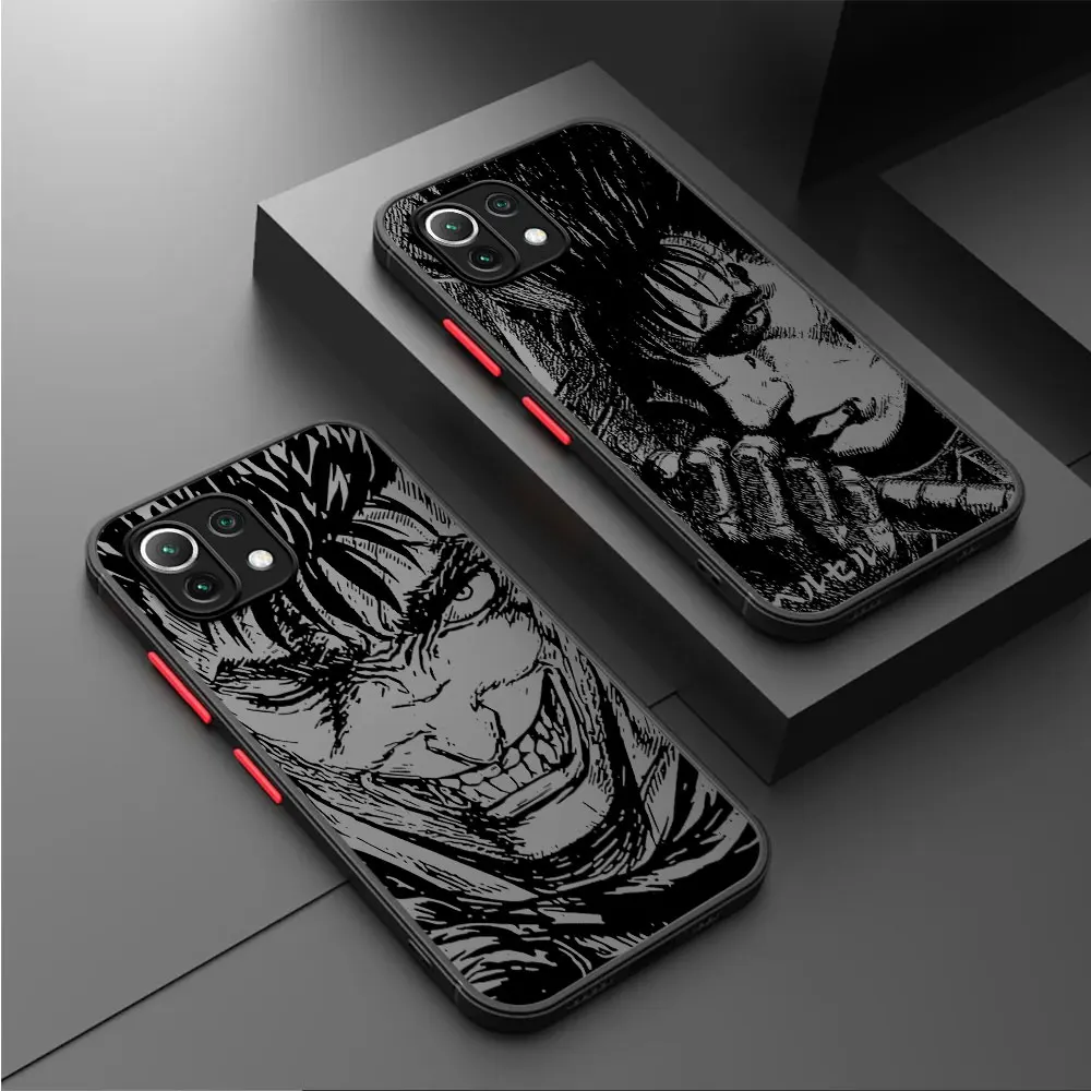 Case For Xiaomi Mi Poco X3 NFC X5 Pro X4 F3 M5 C40 11 Lite 11T 9T 12 12T 13 12X Hard Phone Cover Matte Funda Berserk Anime Guts