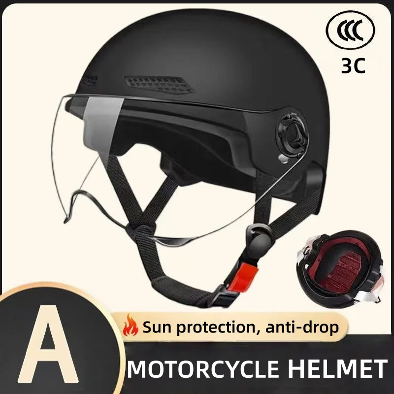 Casque de moto pour homme, classique, rétro, scooter, vintage, demi-casque, ultra léger, vélo, moto, casque de moto
