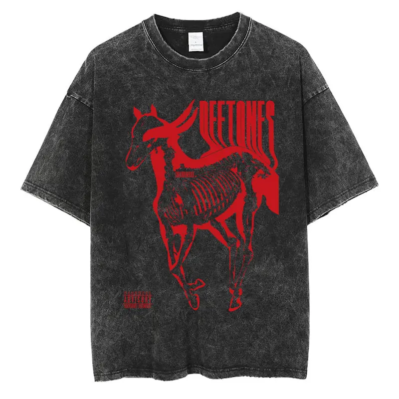 

Washed Deftones White Pony Music Album T Shirts Hip Hop Vintage Fashion Gothic Hipster T-shirts Cotton Oversized Men Women Tees