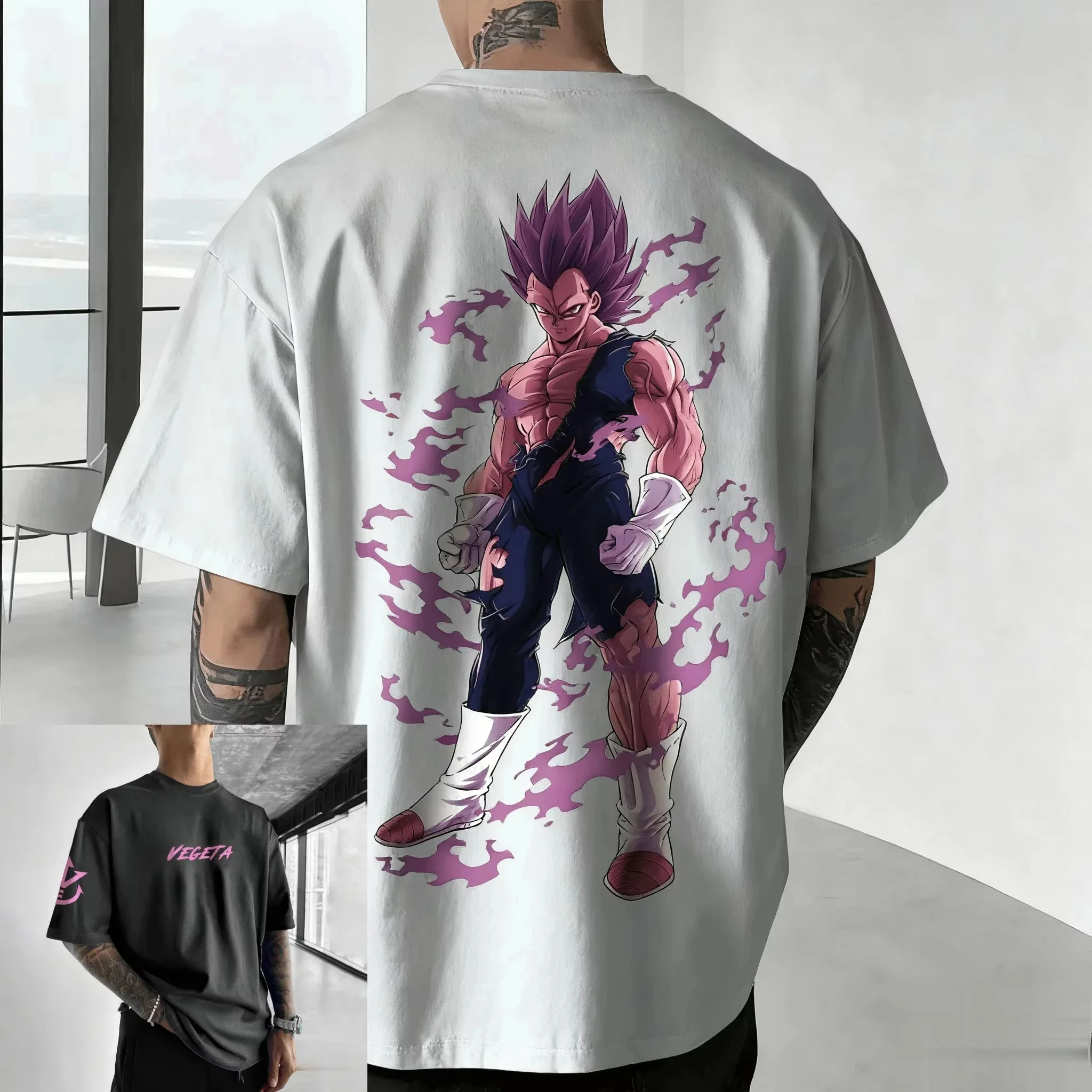 Dragon Ball Anime Vegeta Printed T-shirt 2025 Summer New Men's Women's Harajuku Y2K Large Casual Loose Pure Cotton T-shirt
