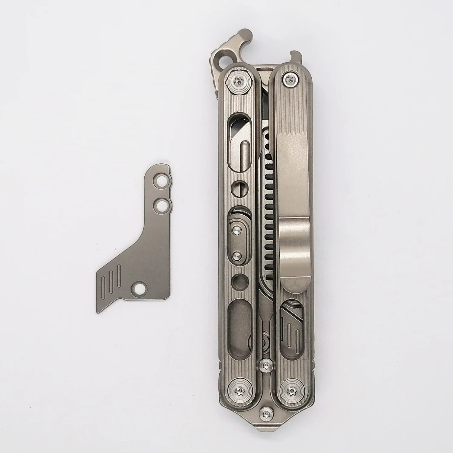 Liga de Titânio Pente de Bolso Dobrável Multi Ferramentas Abridor de Garrafas Chave de Fenda com Suporte de Lâmina Edc Pocket Clip