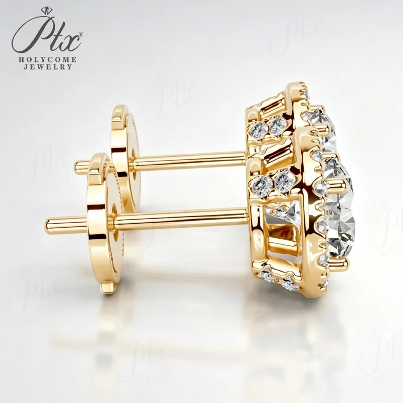925 Sterling Silber Ohrstecker Moissanit 18k Vergoldet Geburtstagsgeschenke Schmuck für Frauen Hypoallergen Schmuck von Holycome – Detail 2