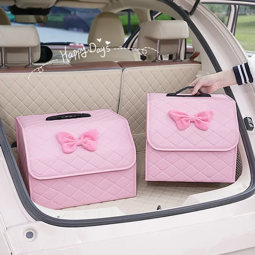 Car Trunk Storage Box, Diamond-patterned Foldable Car Organizer, Creative Multifunctional Storage Box