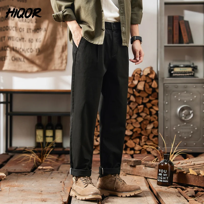 HIQOR Brand New Man Classic Work Stretch Cargo Pants Men Cotton Male Slim Grey Khaki Korea Spring Baggy Casual Trousers for Men