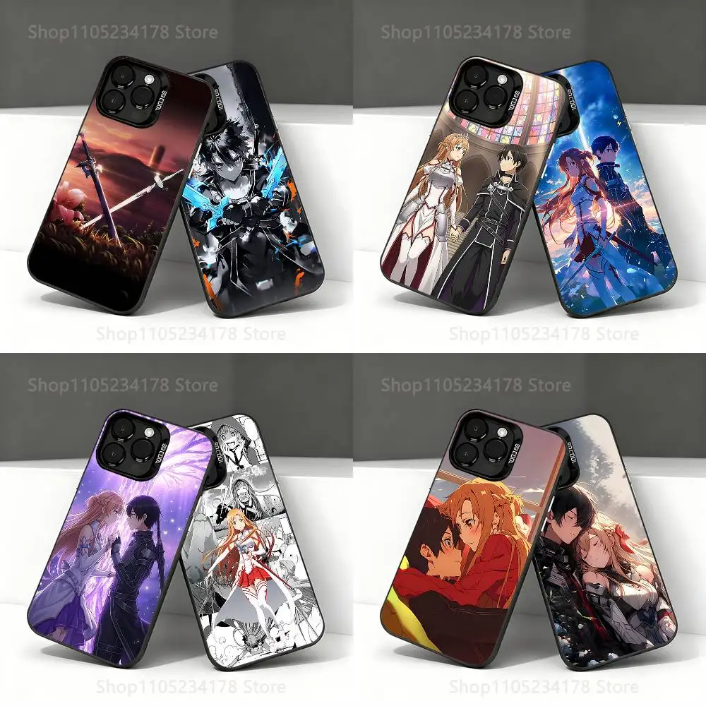 

A-Asuna Anime Kirito Phone Case For iPhone 17,16,15,14,13,12,11,Pro,Max,Plus,E,Air,Mini Black Tpu IMD Cover