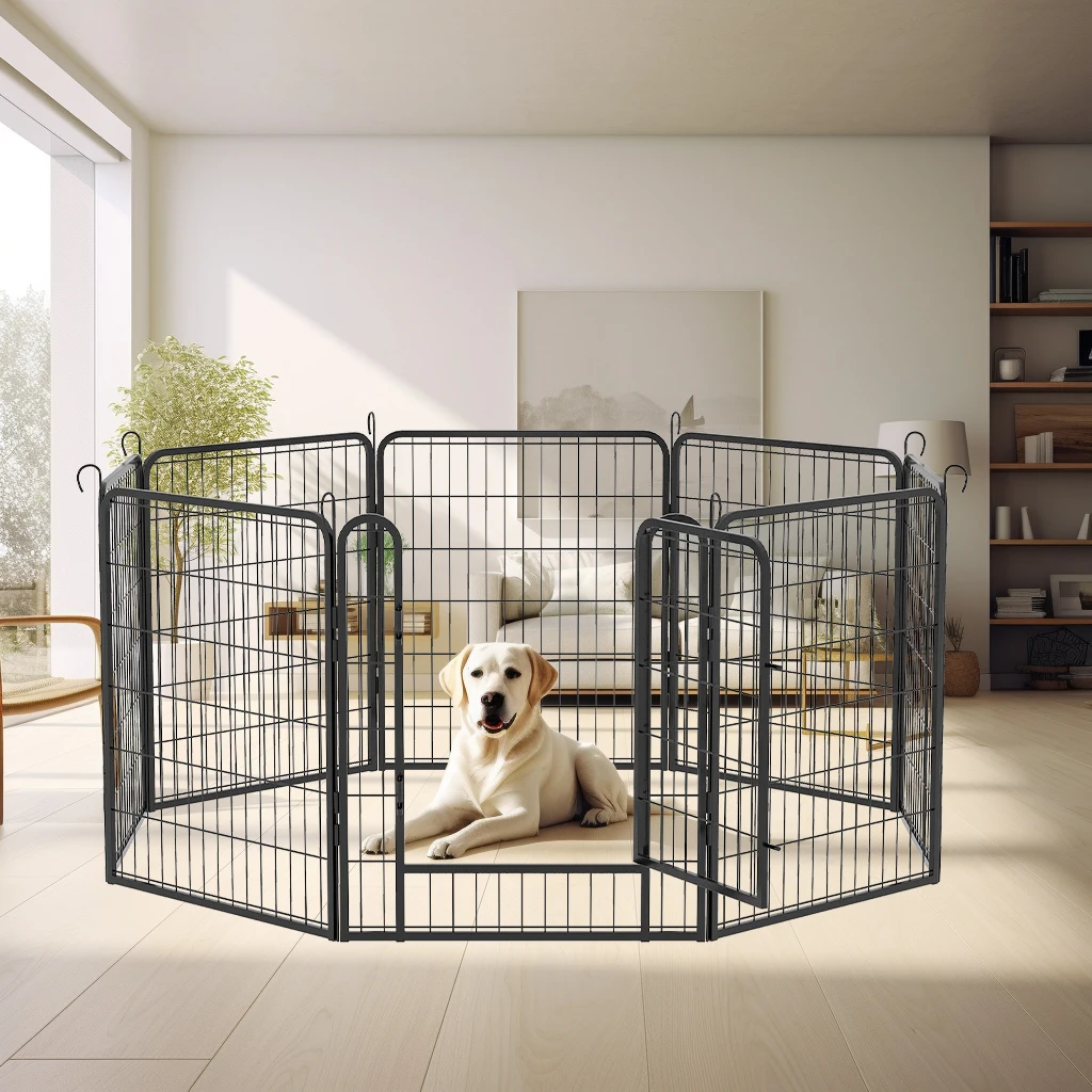 

8 Panels Heavy Duty Metal Playpen with door,31.7"H Dog Fence Pet Exercise Pen for Outdoor, Indoor