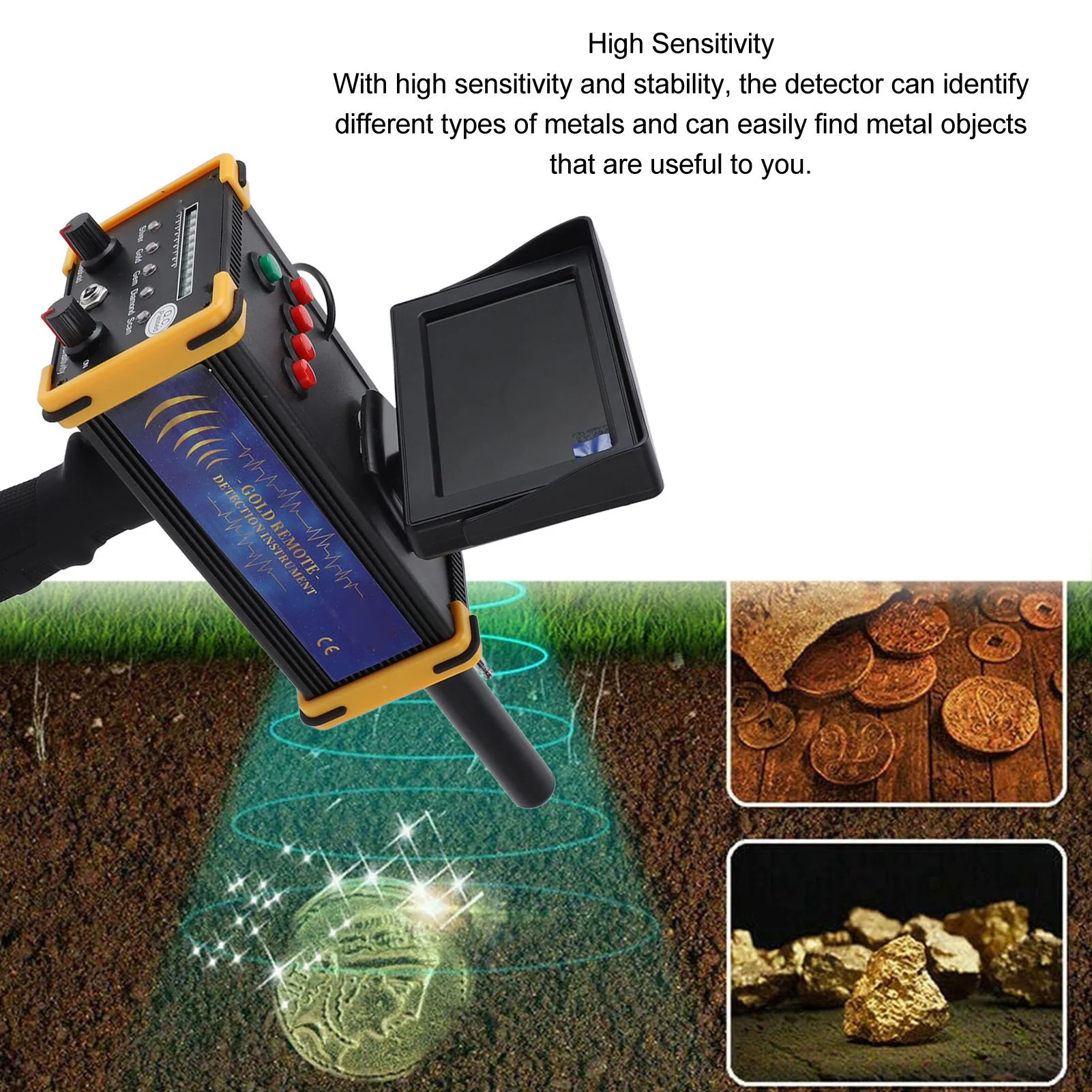 20M Depth Metal Detector with Screen Search Finder 1200M Range Deep Underground Gold Silver Copper Treasure Finder for Security