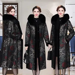 2026 Double Sided Mom's Suit Middle Old Age Fashionable Coat with Fur One Piece Fox Fur Mink Fleece Hooded Waist Thickened Coat