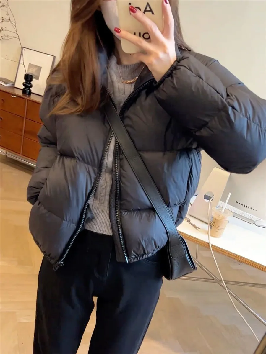 أزياء سليم صالح بطة أسفل الخبز معطف الوقوف طوق كم طويل متوسط سمك ثلجي قصير سترة منتفخة المرأة الشتاء #2