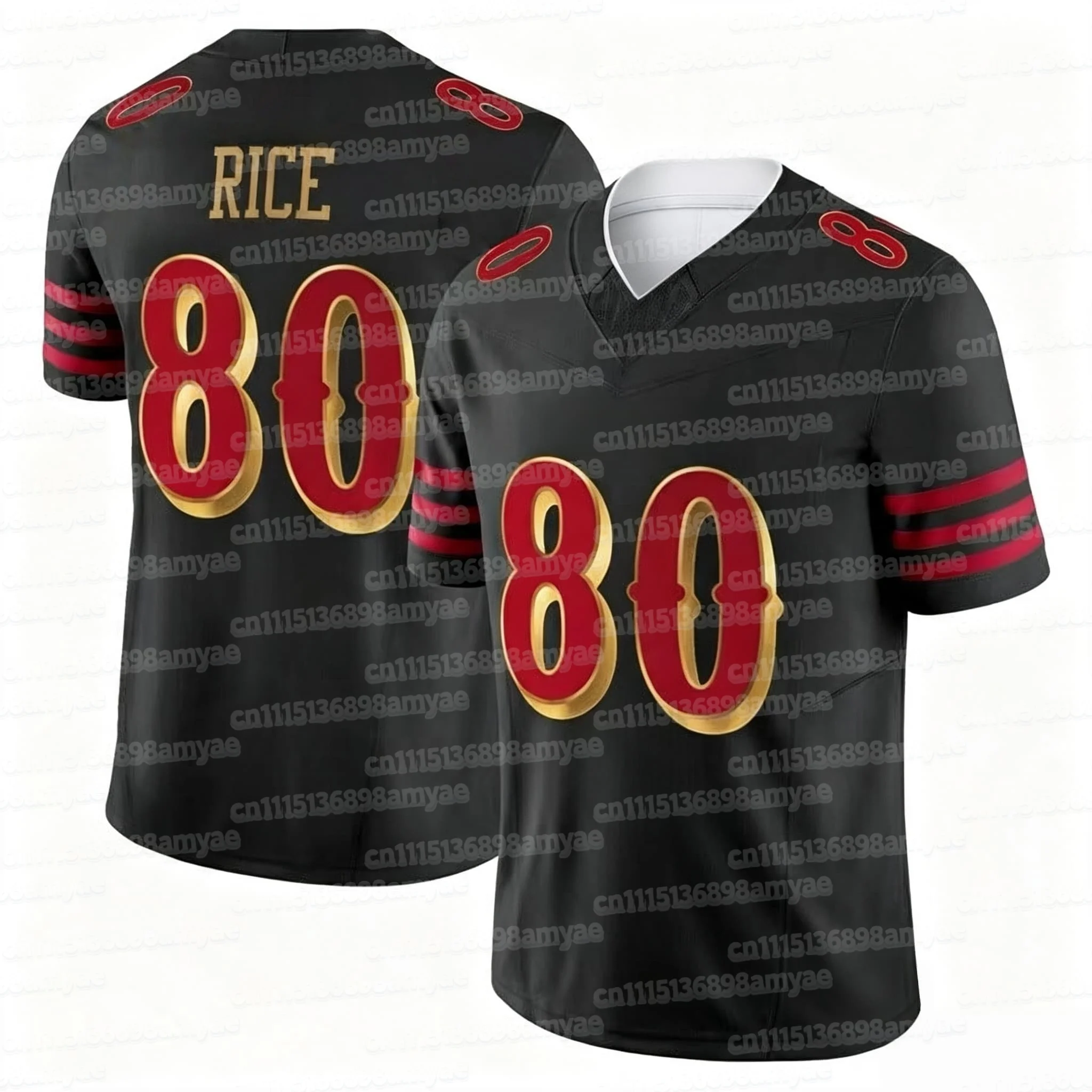 2026 Heißer Verkauf # 23 McCaffrey Fußballtrikot V-Ausschnitt Kurzarm Sporttop für Fans Schnelltrocknendes Sportshirt für Familien-Matches – Detail 8