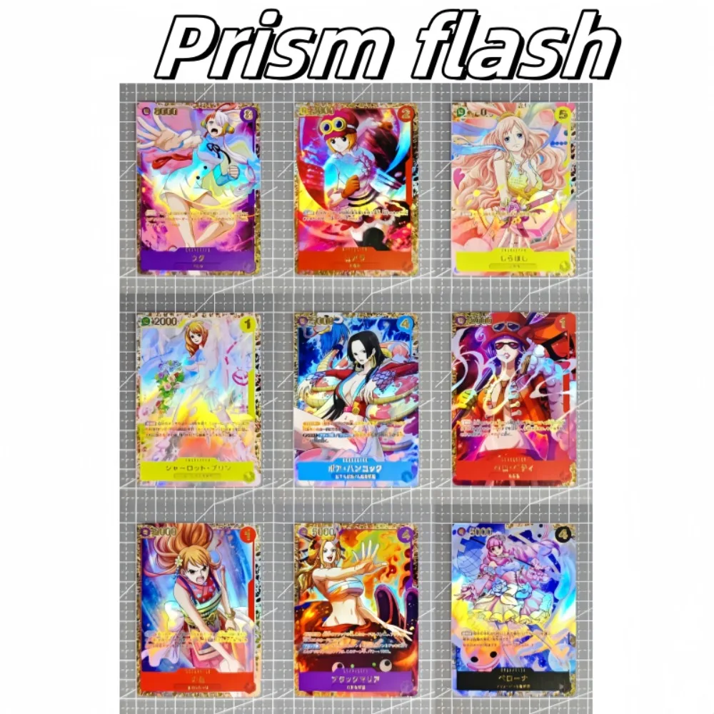 DIY ONE PIECE Boa·Hancock Nami Refractive Process 9PCS Three Types of Flashes Anime Peripheral Game Collection Card Holiday Gift