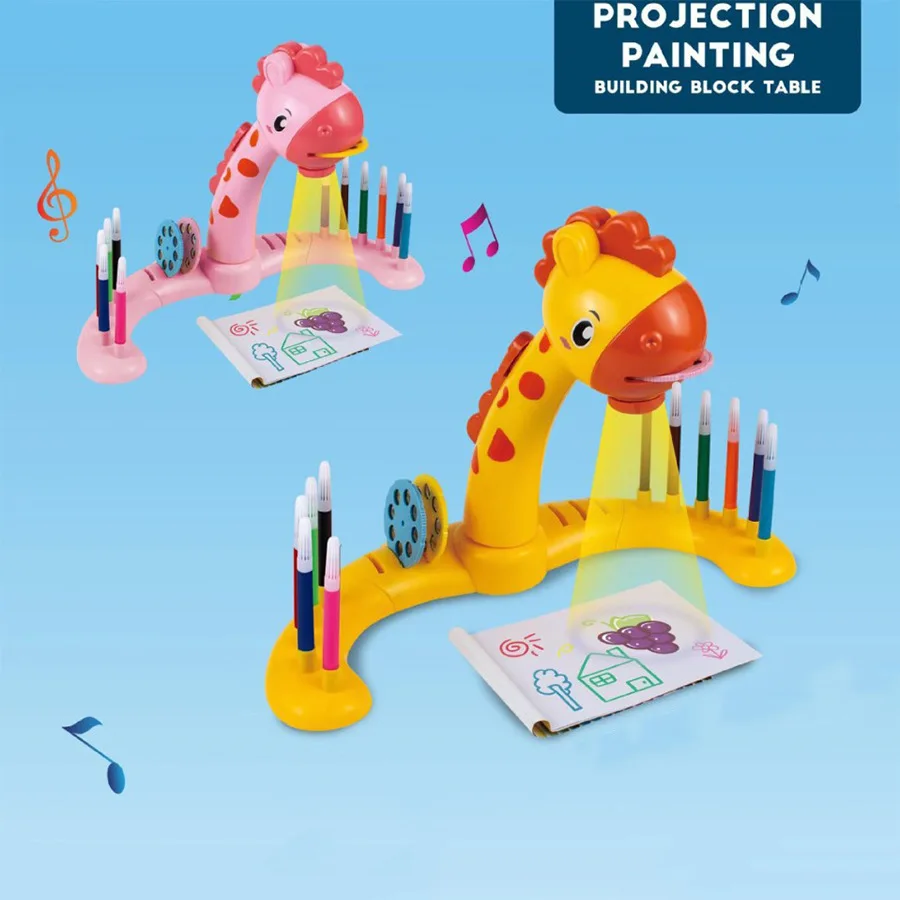 Children's projection study table science and education toys with light music giraffe drawing board early education drawing