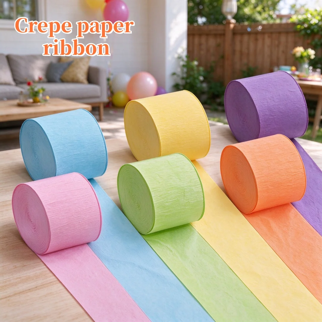 Rainbow crepe paper 6colorful ribbons，graduation ceremony Easter wildlife park spring rainbow birthday wedding party decorations
