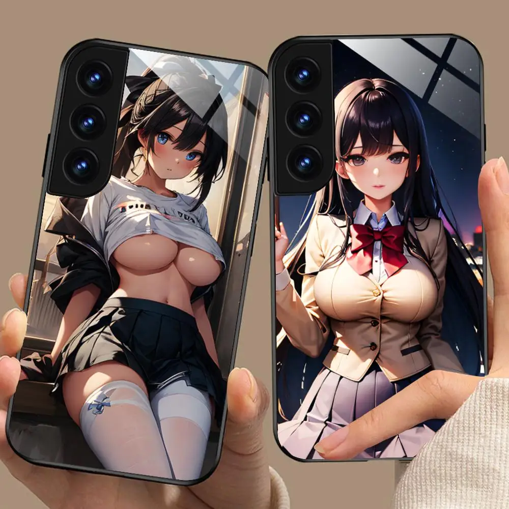 JK School Uniform Girl Phone Case for Samsung Galaxy A56 55 54 53 52 51 36 35 34 23 16 15 5G Glass Protective Cover