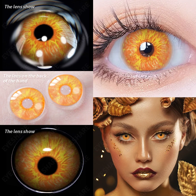 EYESHARE 2pcs Color Contact Lenses For Eyes Anime Cosplay Colored Lenses Blue Yellow Colored Lenses Contact Lens Beauty Pupils