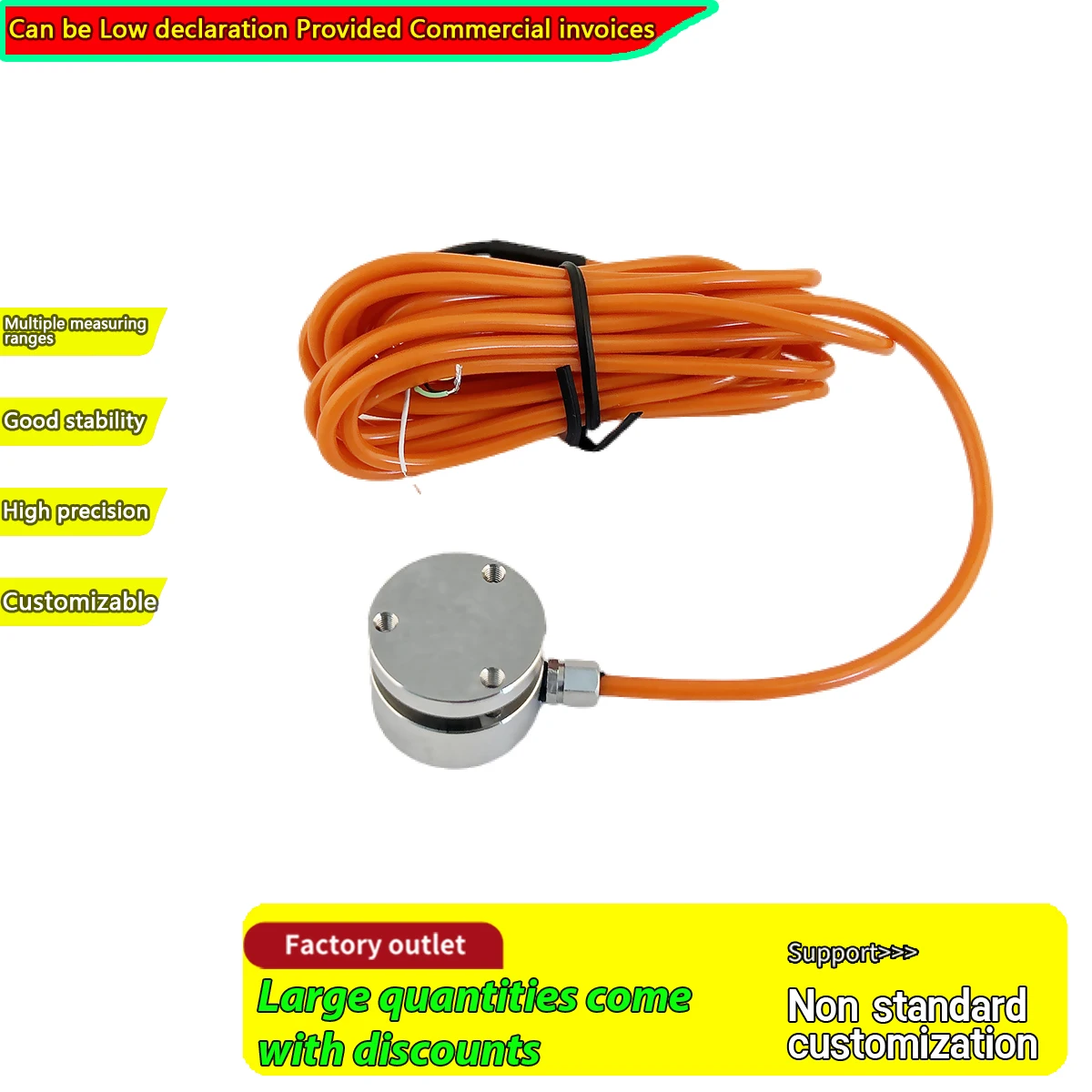 Czujnik nacisku z płaską membraną 25 mm, 1.0-2.0mV/V, 5-10V, stymulacja 10kHz, reakcja 10kHz — zdjęcie produktu 7