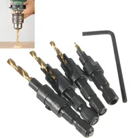 4/5Pcs HSS Countersink Drill Bit Cone Bit Set Quick Change Wood Hex Shank Screw Carpentry Woodworking Tools 5#-12#