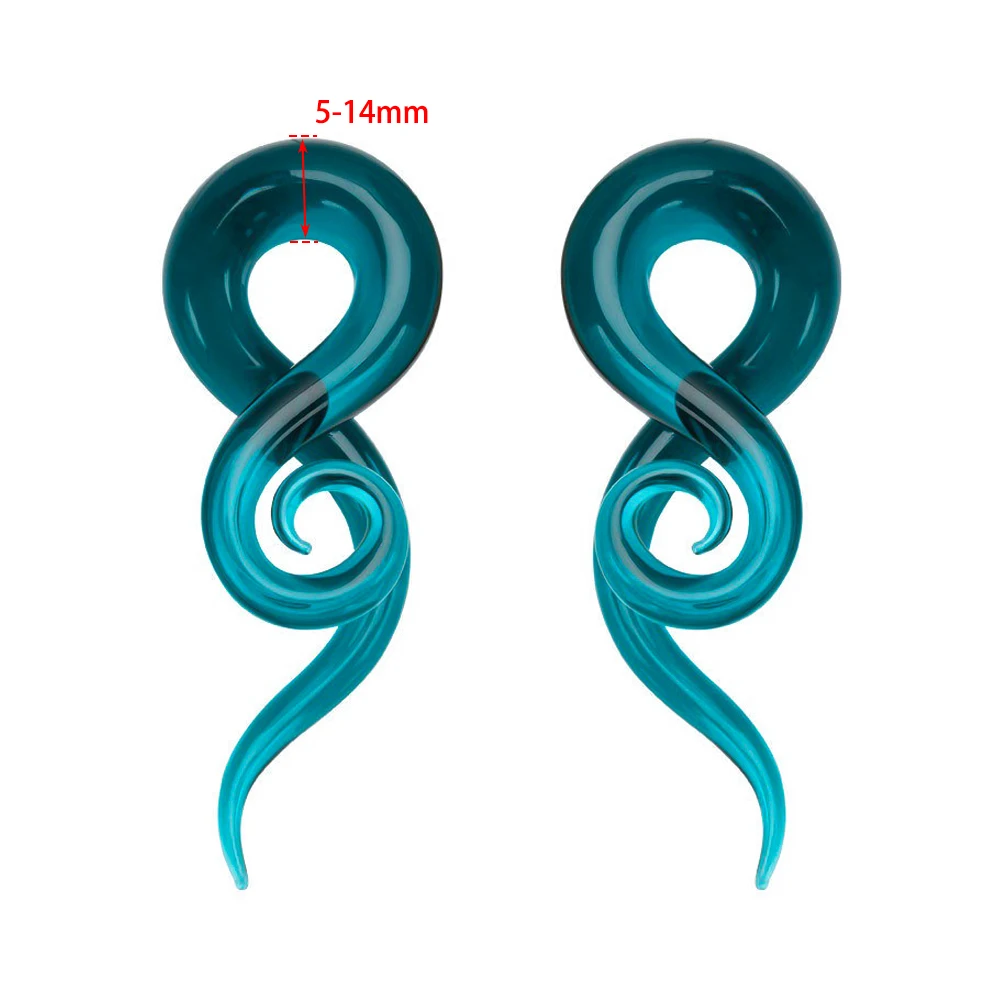 2pcs Pyrex 5-16mm Glass Ear Plugs Tunnel Ear Spiral Taper Cartilage Earring Gauges Expander Stretcher Flesh Piercing Jewelry