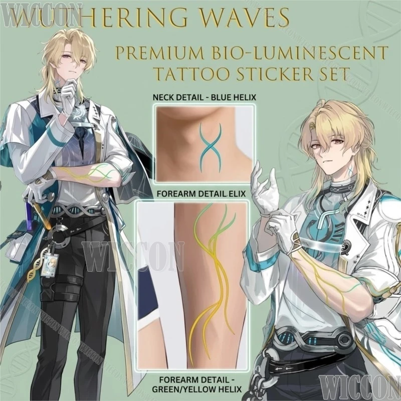 Wuthering Waves Luuk Herssen Cosplay Temporary Tattoos Arm Neck Stickers Props Back Tattoo Sticker Temporary Navidad Carnaval view 5