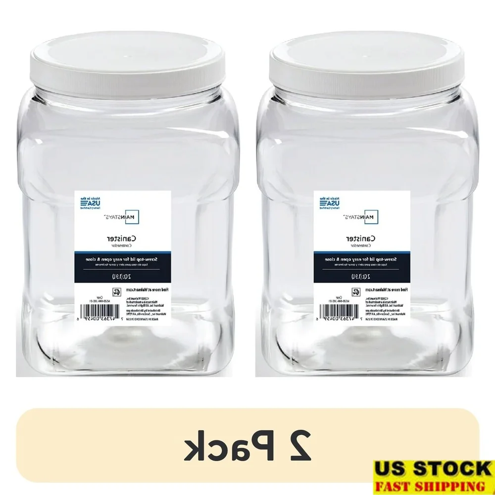 2er-Pack 2 Quart durchsichtige Kunststoff-Aufbewahrungskanister mit gedrehtem Deckel, stapelbarer Organizer für trockene Lebensmittel in der Küche, Zuckermehl, Snacks
