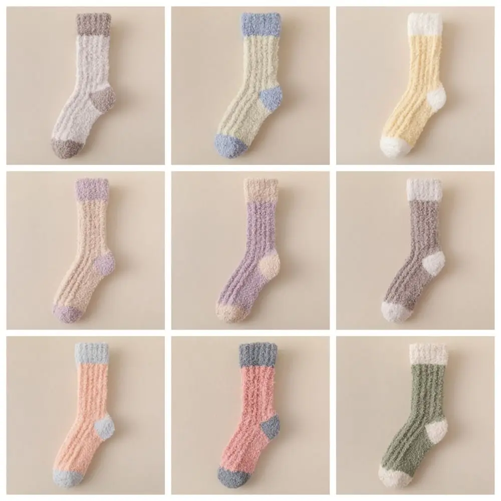3Pairs الإبداعية سميكة المرجان جوارب صوف النوم الشتاء الطابق أفخم الجوارب الجوارب بسيطة منتصف جوارب أنبوبية النساء الخريف