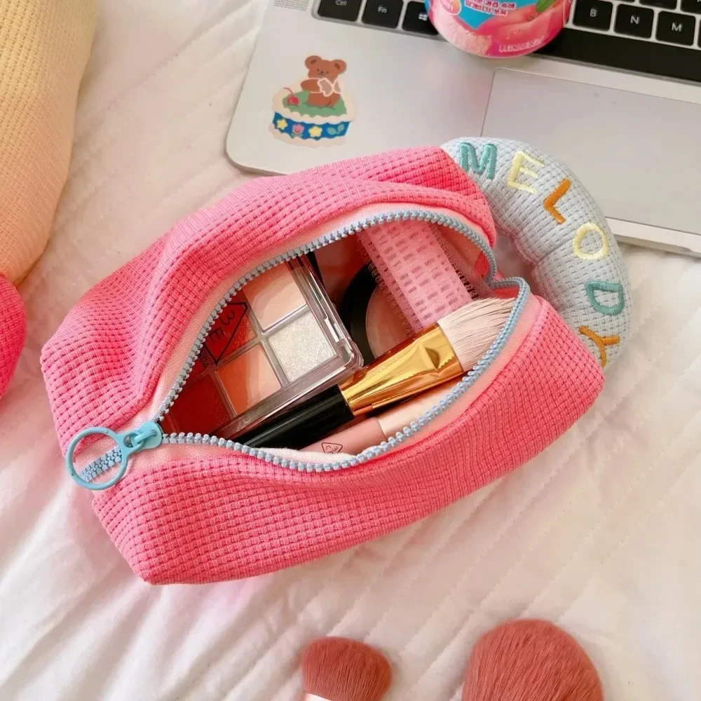 Kawaii Pencil Case Macaron Color Portable Pen Bag Korean Stationery Large Capacity Storage School Supplies Estuche