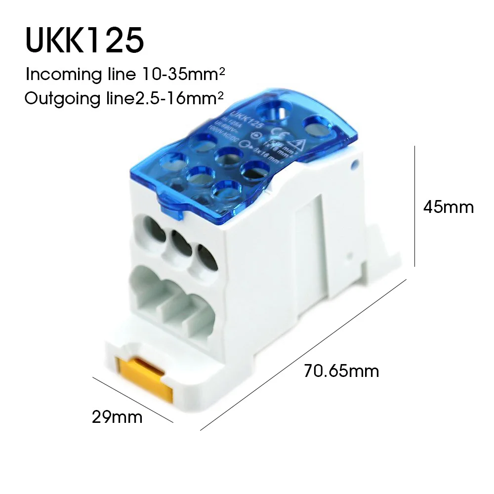 Distribution Unipolar Junction Branch line Box Wire Electrical Connector Din Rail Terminal Block UKK 80A/125A/160A/250A/400/500A